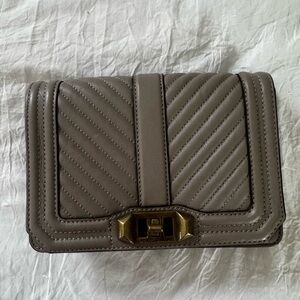 Rebecca Minkoff Quilted Gray Crossbody Purse with Gold Accent